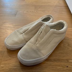 Vans Suede Sherpa Lined Slides Women’s 7.5 Men’s 6 in in Beige